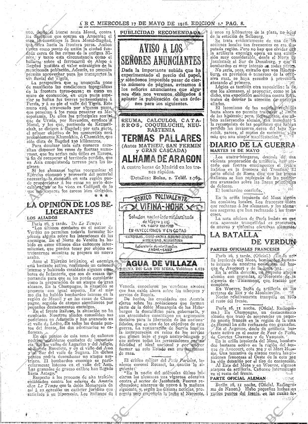 ABC MADRID 17-05-1916 página 8