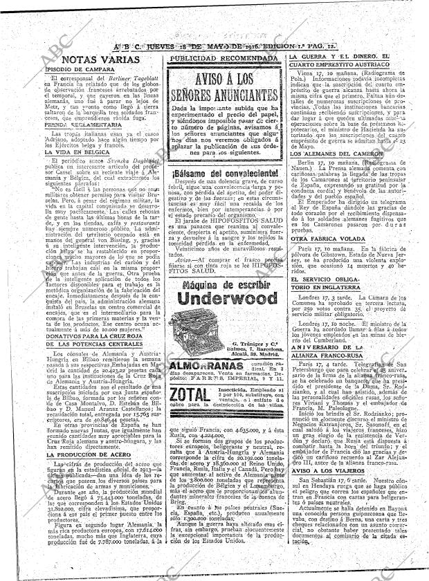 ABC MADRID 18-05-1916 página 12