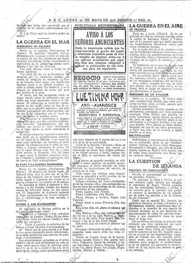 ABC MADRID 22-05-1916 página 10