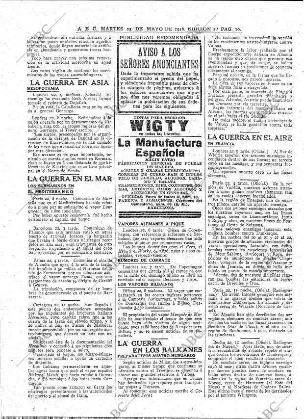 ABC MADRID 23-05-1916 página 10