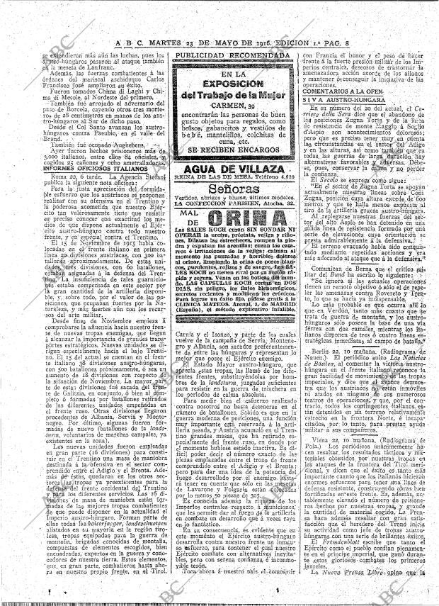 ABC MADRID 23-05-1916 página 8