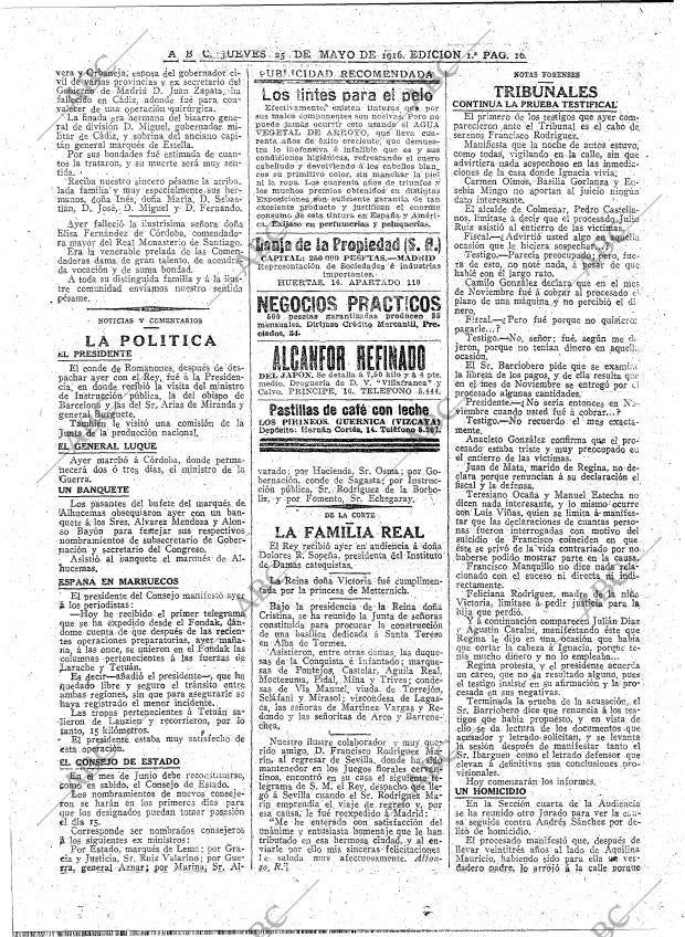ABC MADRID 25-05-1916 página 16