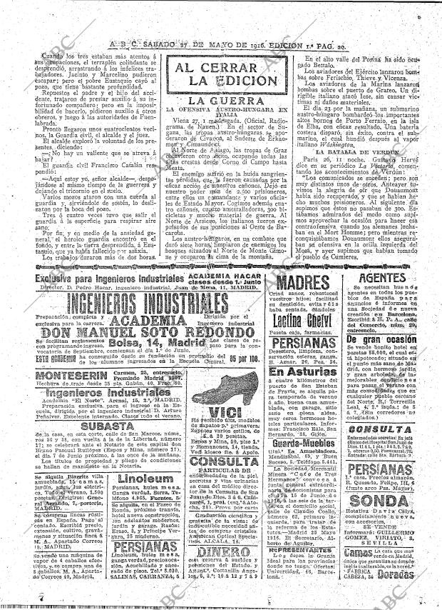 ABC MADRID 27-05-1916 página 20