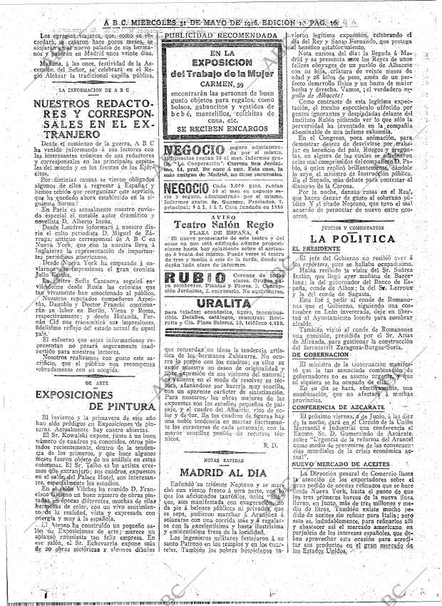 ABC MADRID 31-05-1916 página 16