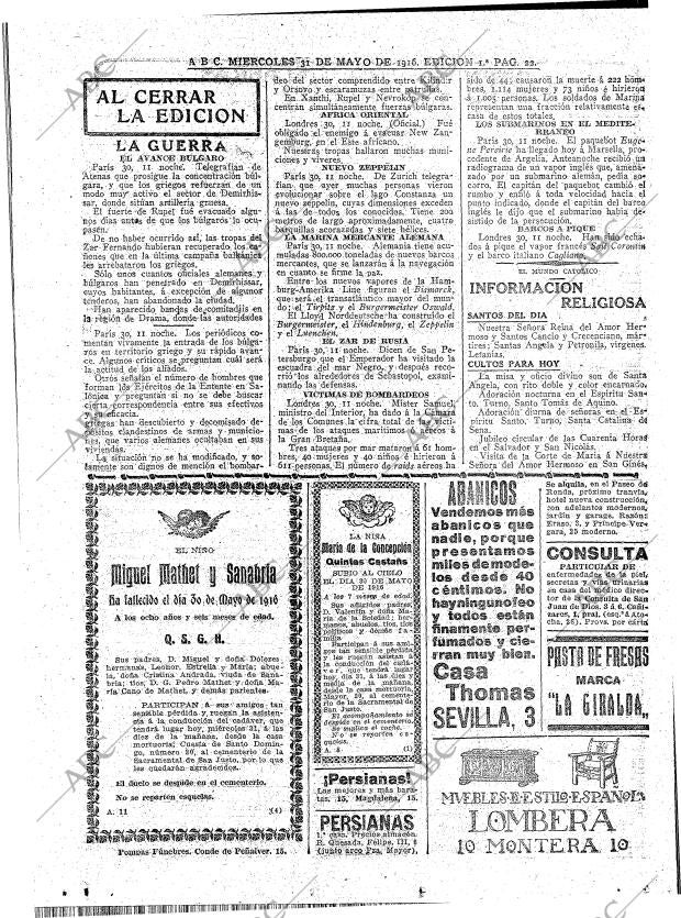 ABC MADRID 31-05-1916 página 22