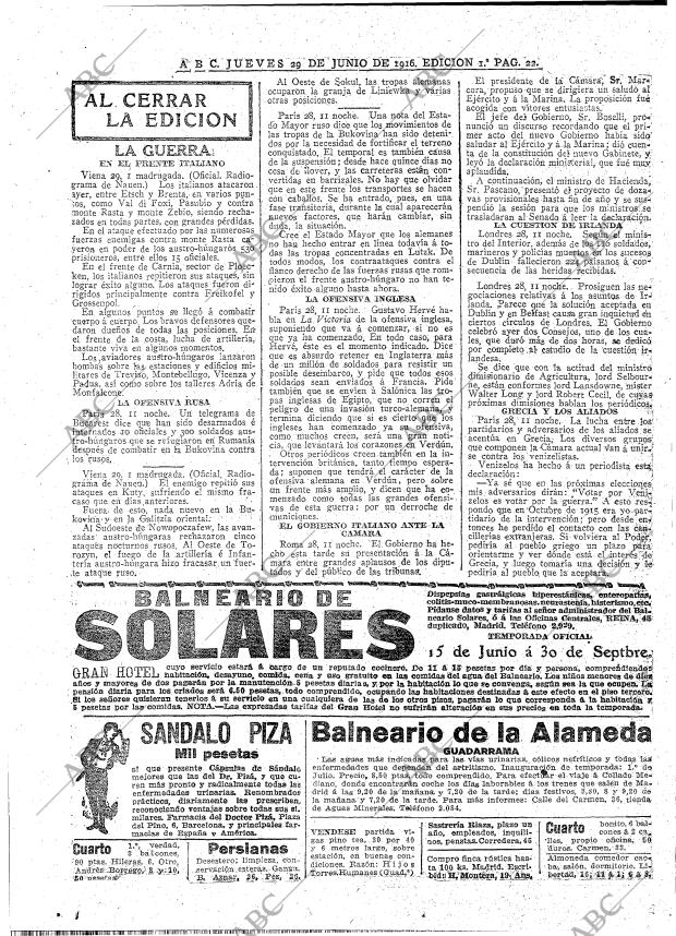 ABC MADRID 29-06-1916 página 22