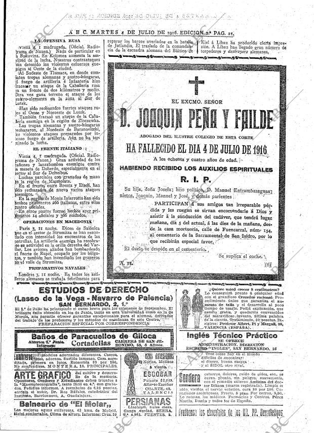 ABC MADRID 04-07-1916 página 21