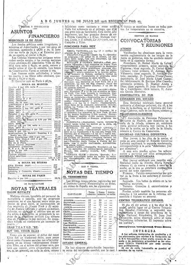 ABC MADRID 13-07-1916 página 21