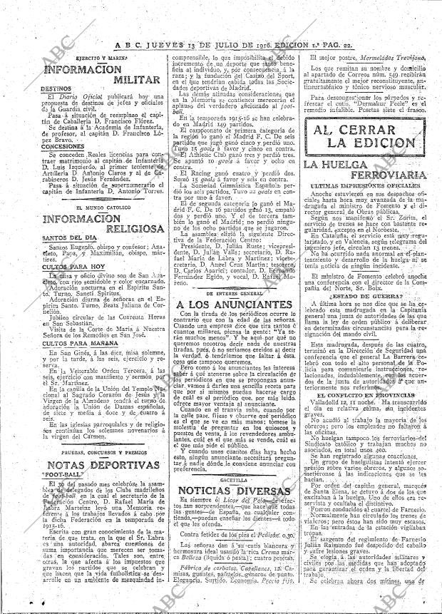 ABC MADRID 13-07-1916 página 22