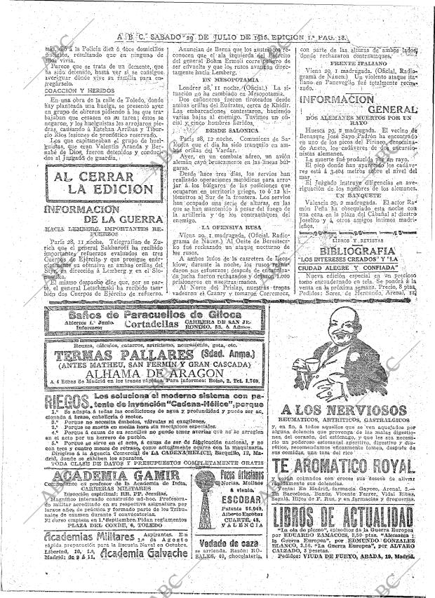 ABC MADRID 29-07-1916 página 18