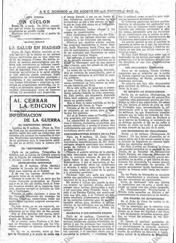 ABC MADRID 20-08-1916 página 13