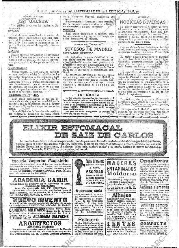 ABC MADRID 14-09-1916 página 16