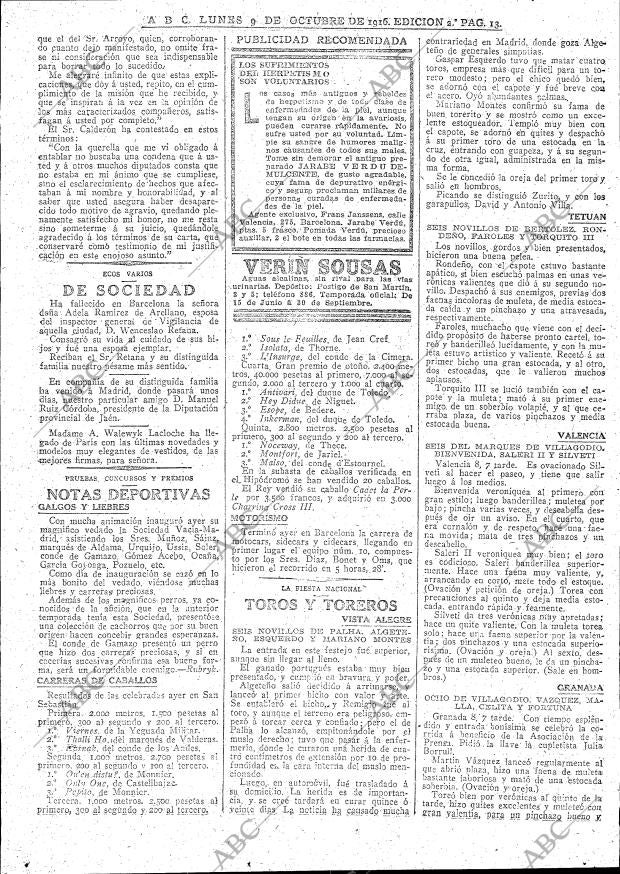ABC MADRID 09-10-1916 página 13