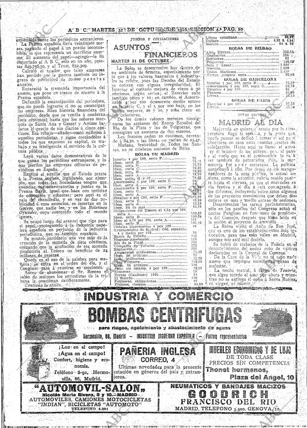 ABC MADRID 31-10-1916 página 20