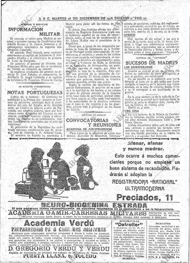ABC MADRID 26-12-1916 página 20