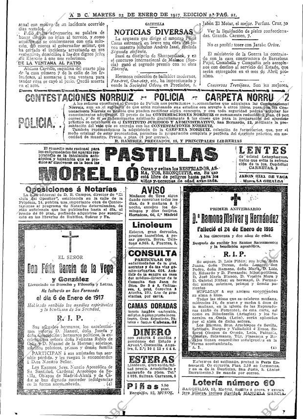 ABC MADRID 23-01-1917 página 21