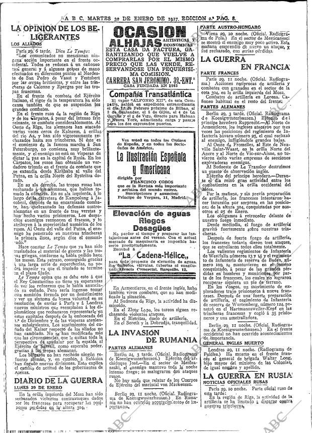 ABC MADRID 30-01-1917 página 8