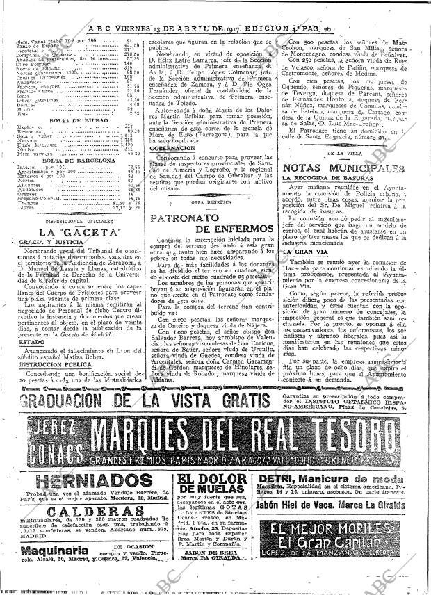 ABC MADRID 13-04-1917 página 20