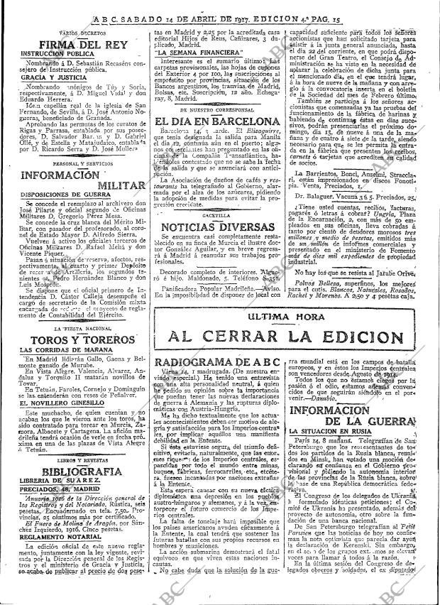 ABC MADRID 14-04-1917 página 15