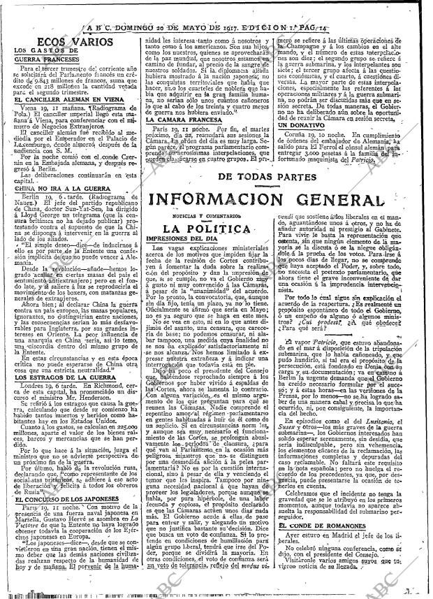 ABC MADRID 20-05-1917 página 14