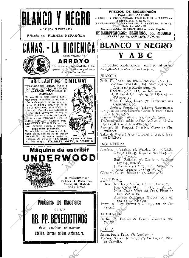 Periodico Blanco Y Negro Madrid 12 08 1917 Portada Archivo Abc