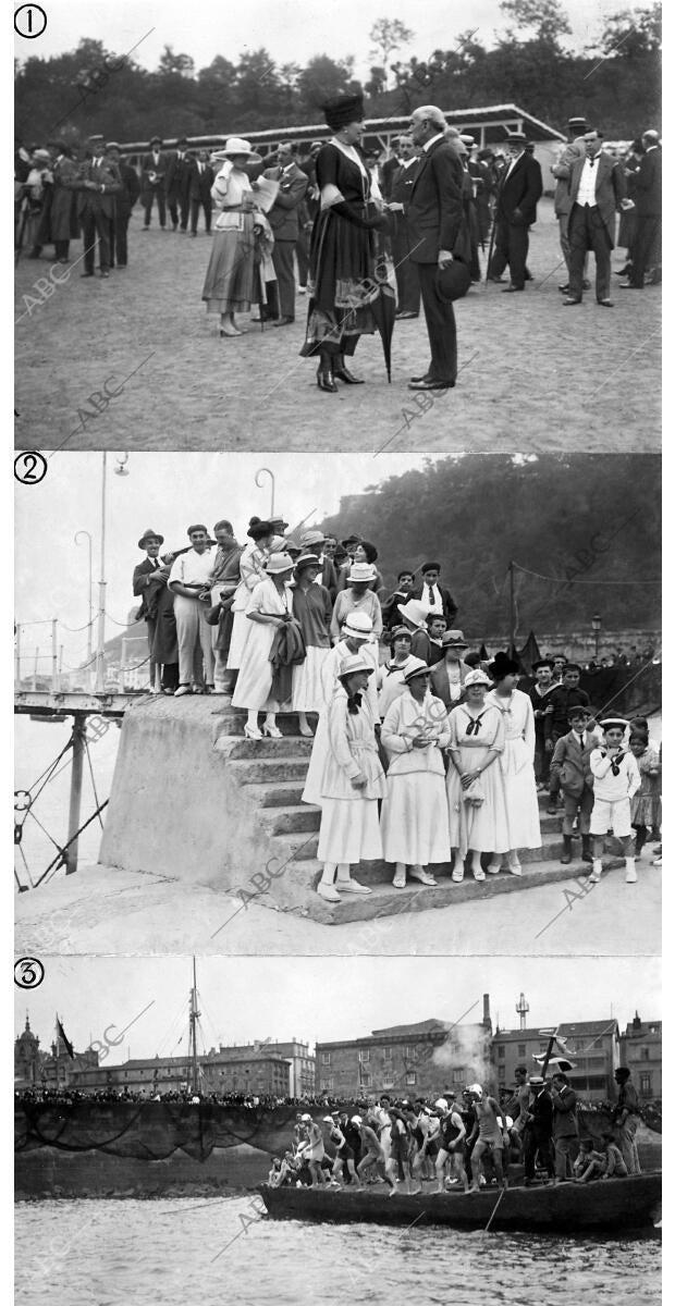 Dato, Saludando A su Magestad la Reina en el hipódromo las Señoritas que Tomaron...