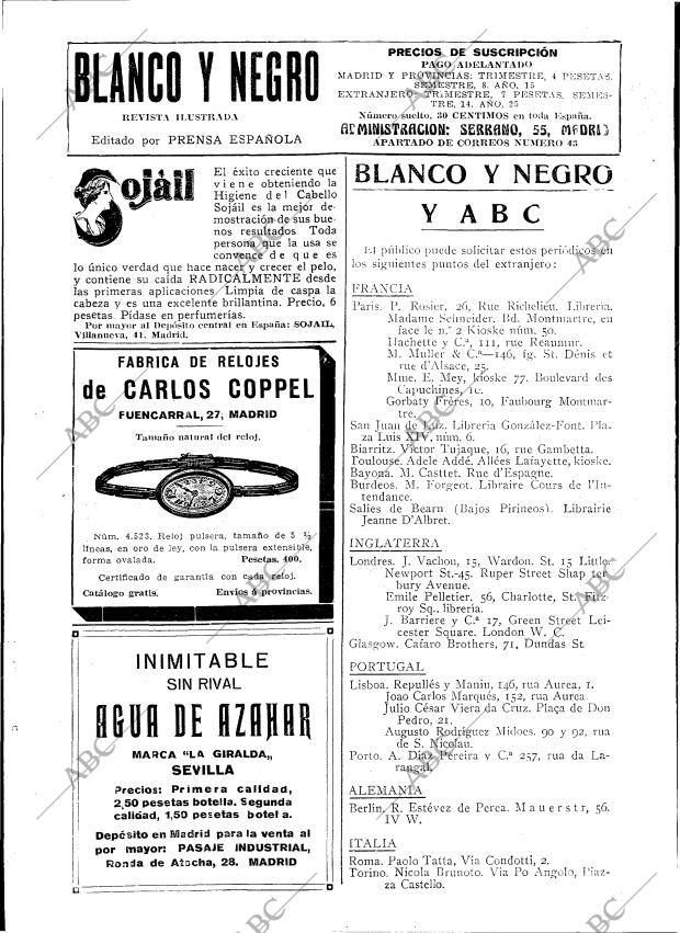 Periódico BLANCO Y NEGRO MADRID 30-09-1917,portada 