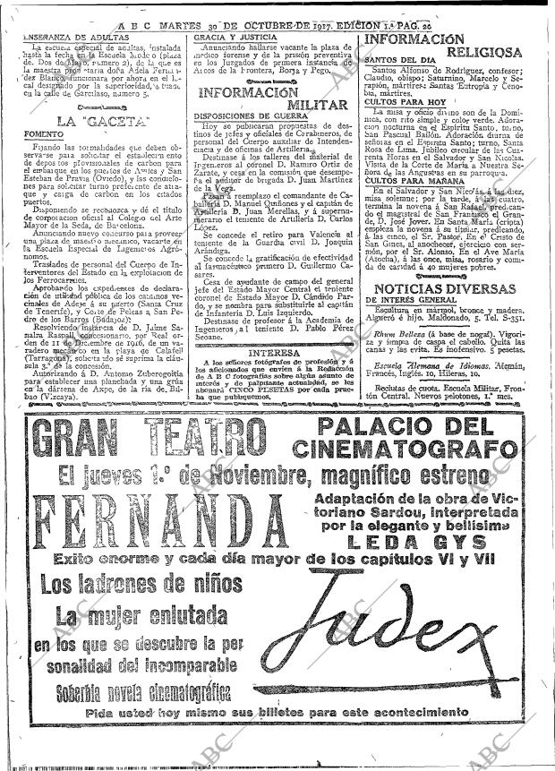 ABC MADRID 30-10-1917 página 20