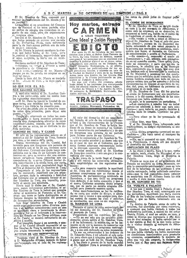 ABC MADRID 30-10-1917 página 8