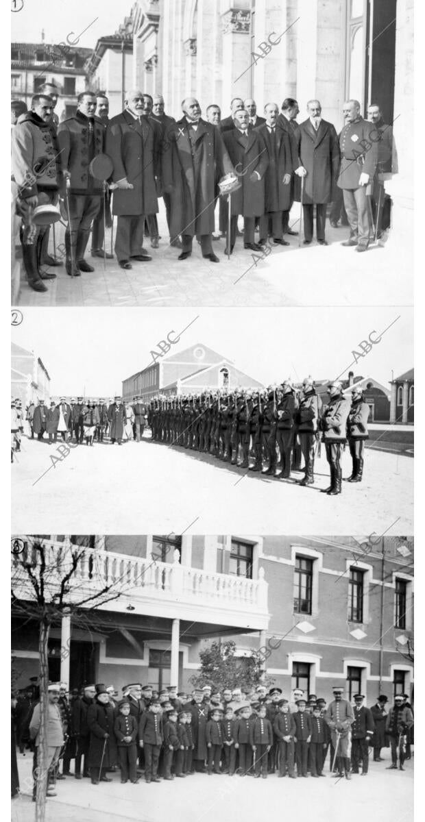 el Sr. de la Cierva (X), con las Autoridades Civiles y Militares, en la terraza...