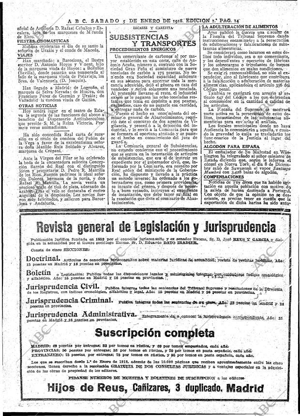 ABC MADRID 05-01-1918 página 14