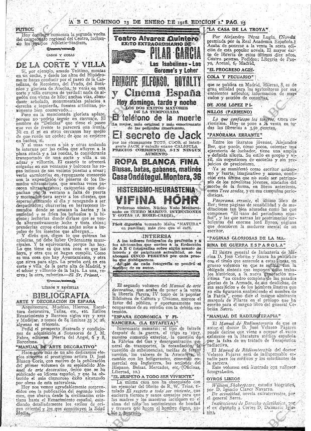 ABC MADRID 13-01-1918 página 13