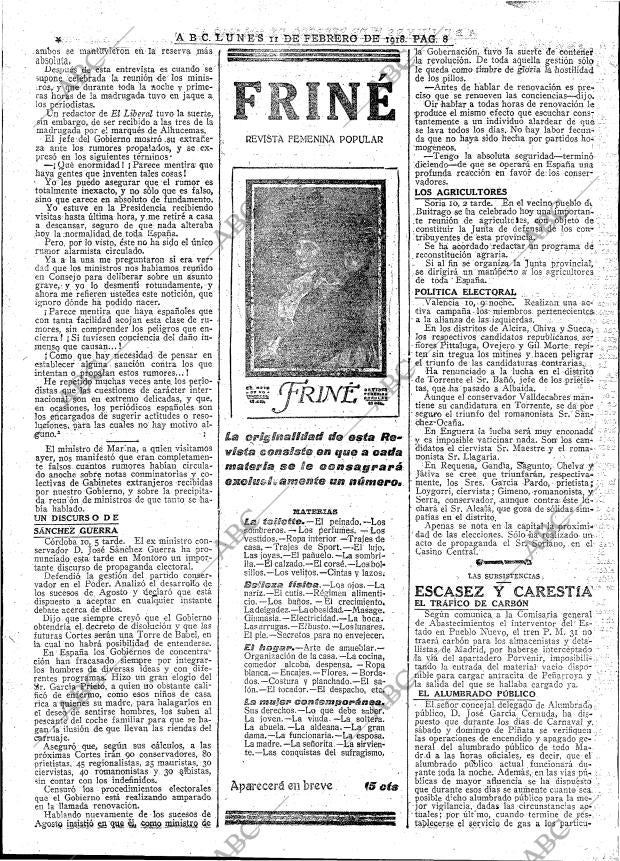 ABC MADRID 11-02-1918 página 8