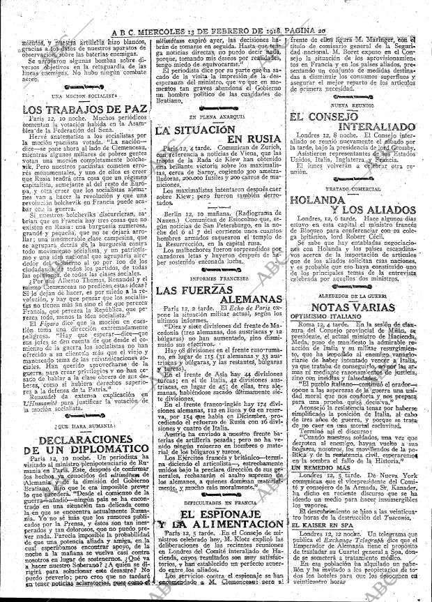 ABC MADRID 13-02-1918 página 20