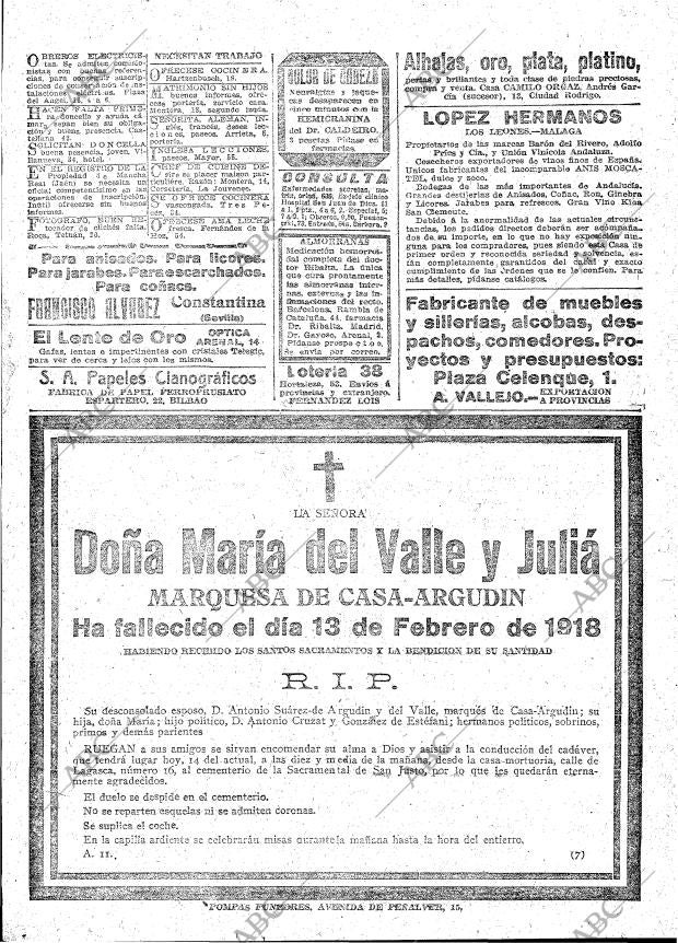 ABC MADRID 14-02-1918 página 27