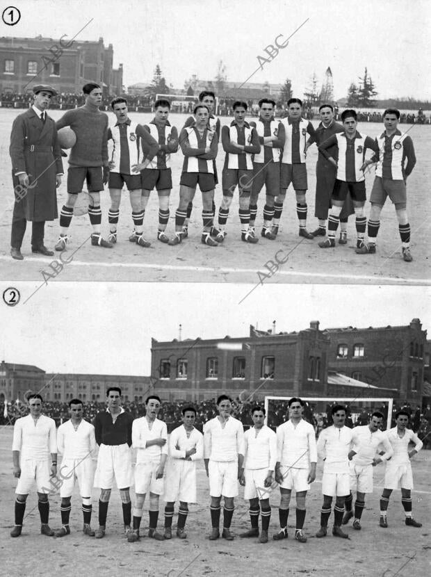 Equipos del club deportivo español de Barcelona (1) y del Madrid F.C