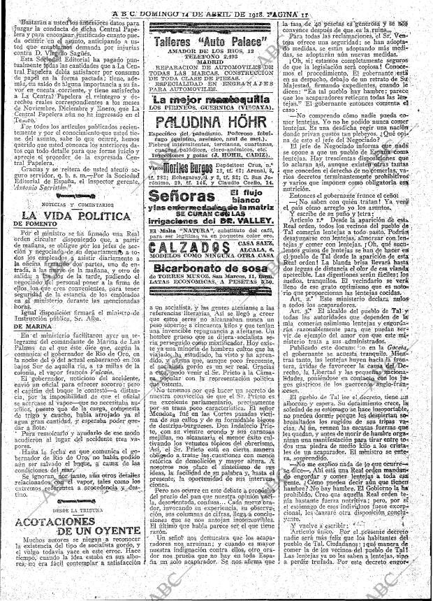 ABC MADRID 14-04-1918 página 11