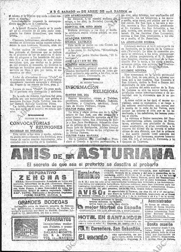 ABC MADRID 20-04-1918 página 20