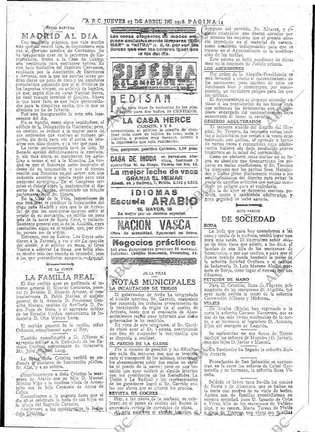 ABC MADRID 25-04-1918 página 14