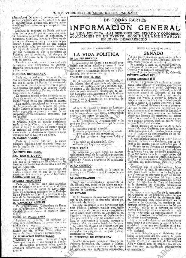 ABC MADRID 26-04-1918 página 10