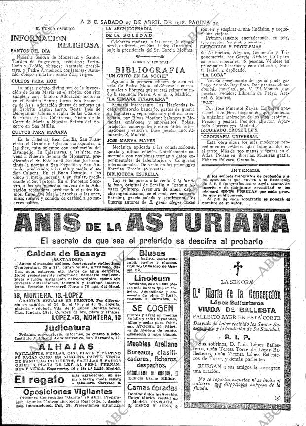 ABC MADRID 27-04-1918 página 22