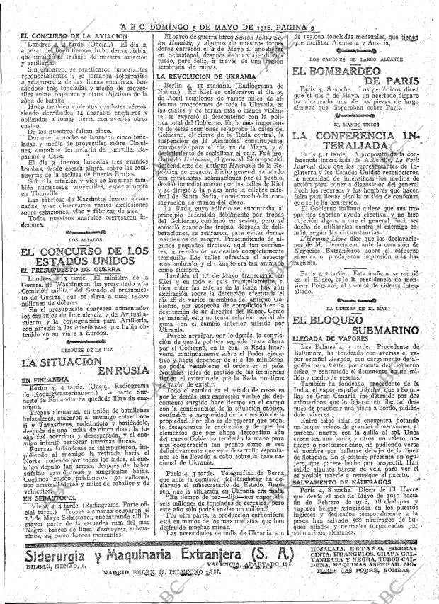 ABC MADRID 05-05-1918 página 9