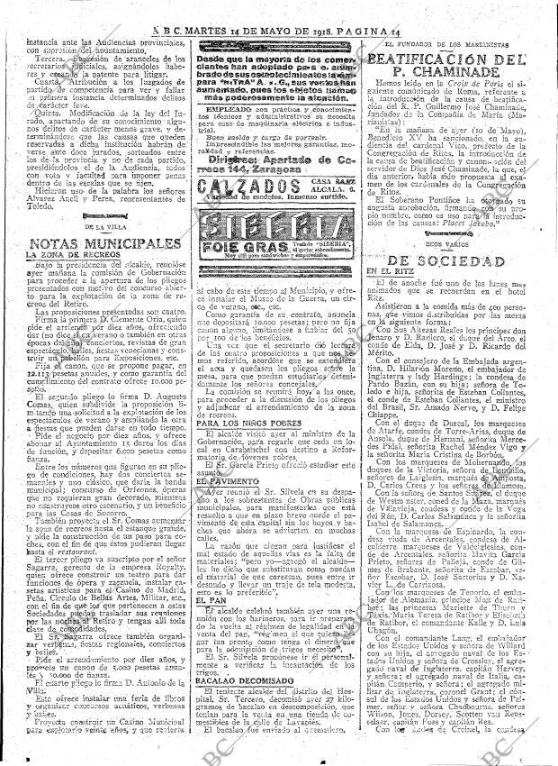 ABC MADRID 14-05-1918 página 14