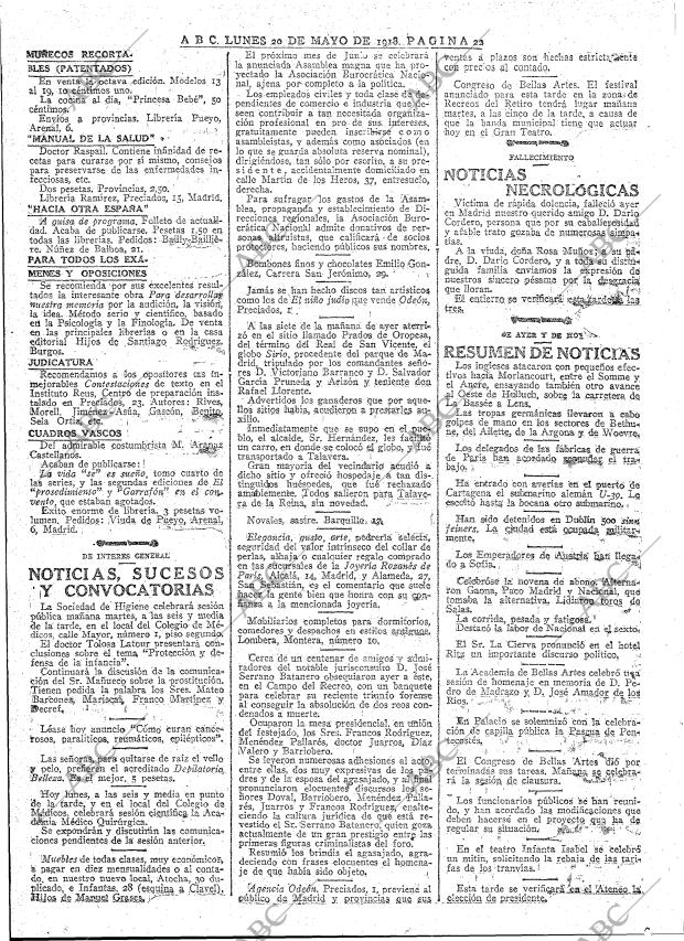 ABC MADRID 20-05-1918 página 22