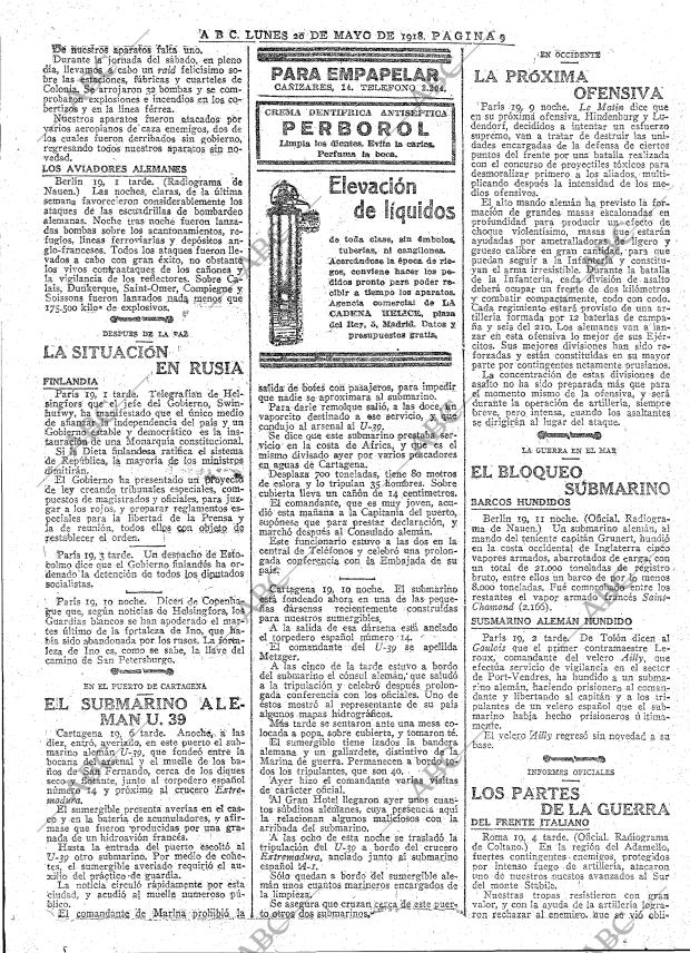 ABC MADRID 20-05-1918 página 9