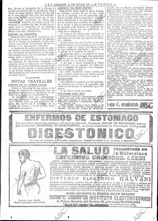 ABC MADRID 13-07-1918 página 21