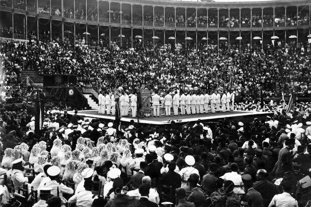 Aspecto de la plaza de Toros durante el certamen de Músicas Regionales