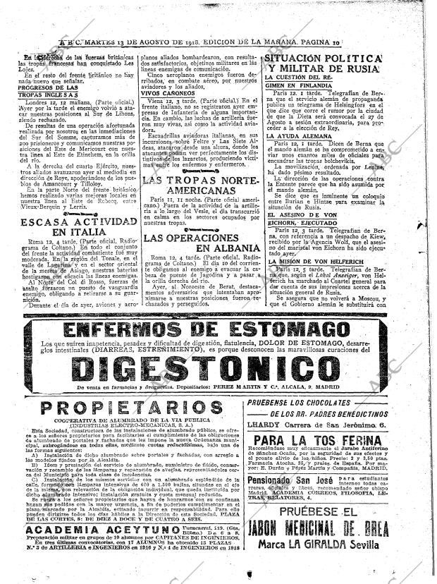 ABC MADRID 13-08-1918 página 10
