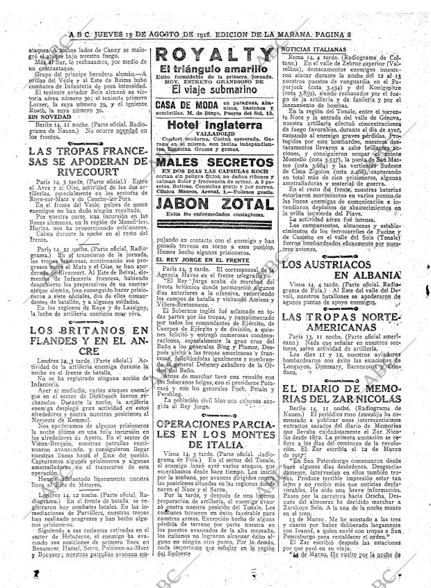 ABC MADRID 15-08-1918 página 8