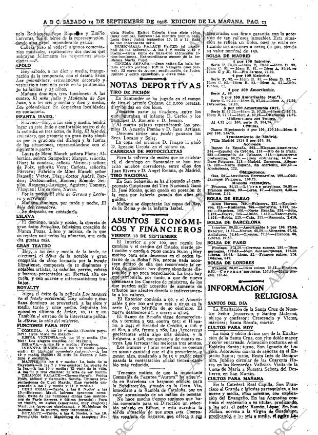 ABC MADRID 14-09-1918 página 17